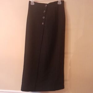 Vintage Barami 100% Wool midi pencil straight a-line skirt size 8 black Slit
